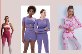 Four diverse women sporting purple and pink athletic clothing